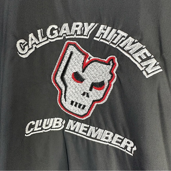 Calgary Hitmen Hockey Hooded Light Full Zip Patch Embroidered Jacket Black Large - Picture 3 of 8